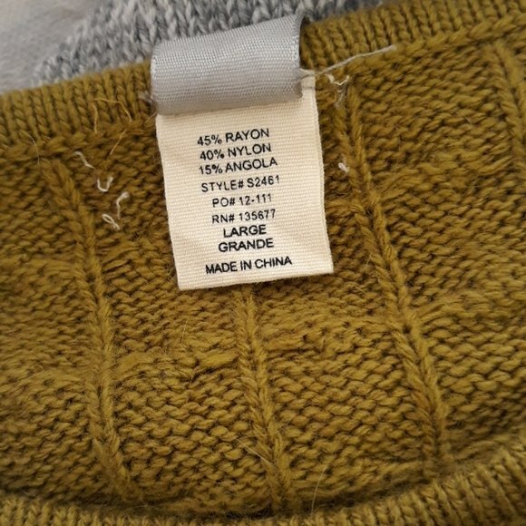 Boxey slouchy cable striped mustard sweater size large - Picture 8 of 8